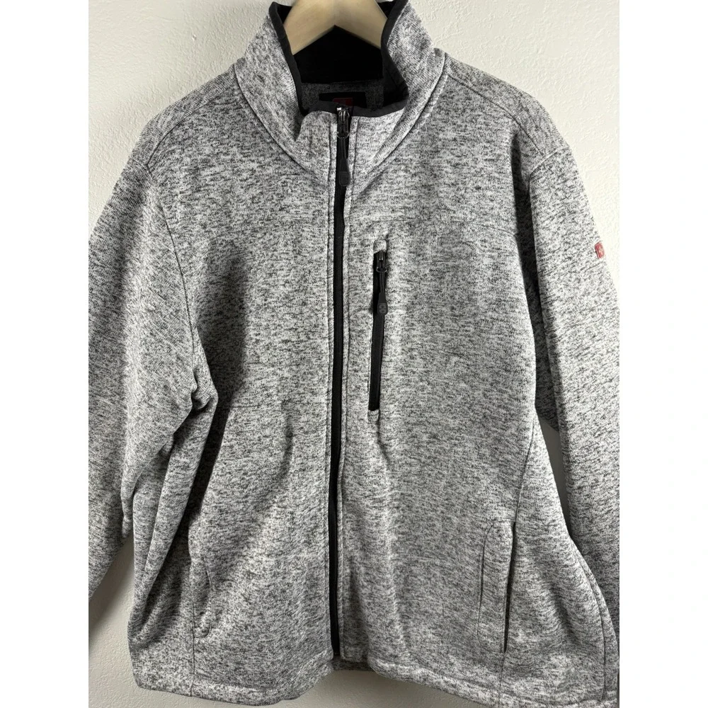 Swiss Tech Men's Fleece Lined Full Zipper Jacket Grey Size XL 46-48 Med Knit